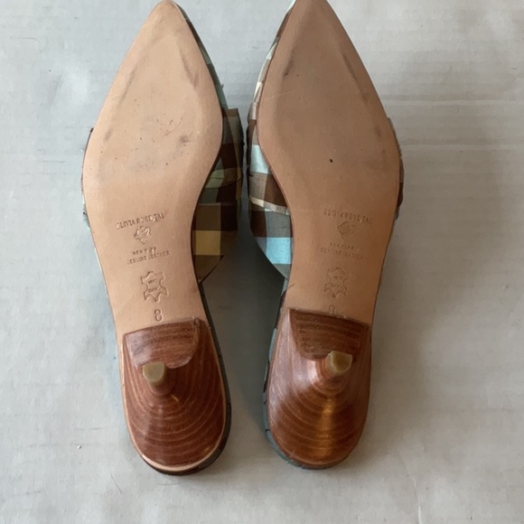 Olivia Rose Tal Cannes Gingham Silk in brown & blue size 8 - Picture 7 of 9